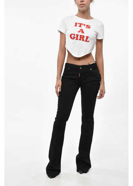 Pantaloni office DSQUARED2 Medium-Waisted Flared Pants With Silver-Tone Detail Black Femei (BM 19238075) 4