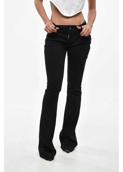 Pantaloni office DSQUARED2 Medium-Waisted Flared Pants With Silver-Tone Detail Black Femei (BM 19238075) 1