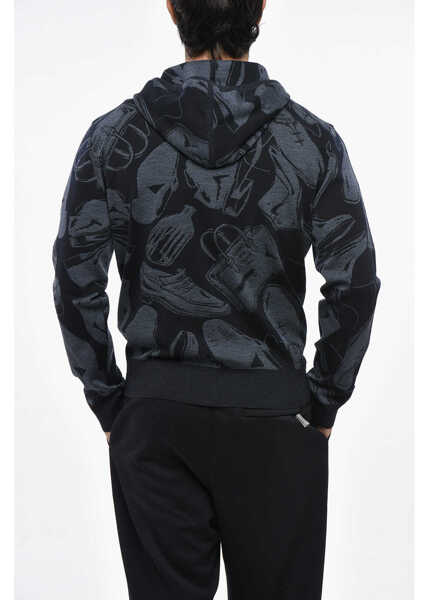 Bluze de trening BERLUTI Patterned Stretch Wool Sweatshirt With Zip Closure Midnight Blue Barbati (BM 19238078) 2