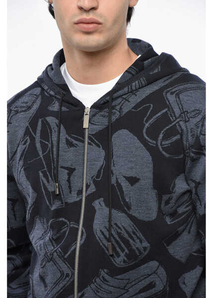 Bluze de trening BERLUTI Patterned Stretch Wool Sweatshirt With Zip Closure Midnight Blue Barbati (BM 19238078) 3