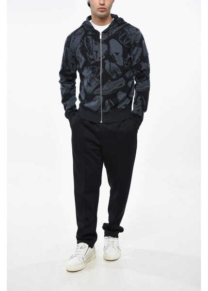 Bluze de trening BERLUTI Patterned Stretch Wool Sweatshirt With Zip Closure Midnight Blue Barbati (BM 19238078) 4