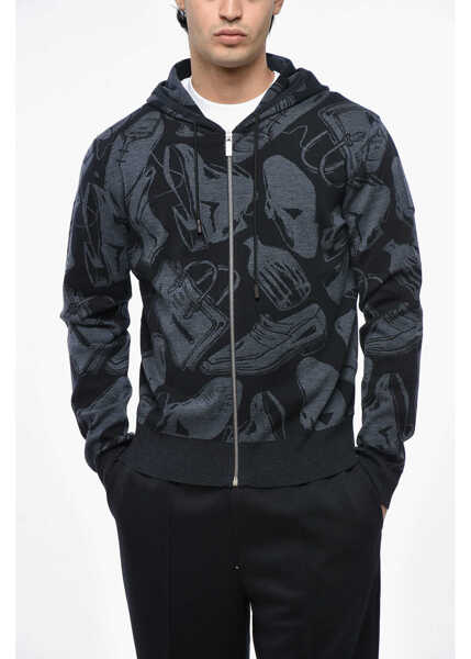 Bluze de trening BERLUTI Patterned Stretch Wool Sweatshirt With Zip Closure Midnight Blue Barbati (BM 19238078) 1