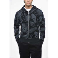 Bluze de trening Patterned Stretch Wool Sweatshirt With Zip Closure Barbati