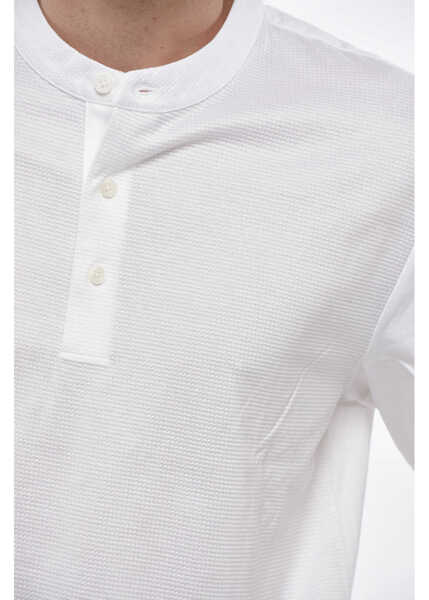 Tricouri Hugo Boss Solid Color Long Sleeved Henley T-Shirt White Barbati (BM 19238081) 3