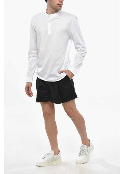 Tricouri Hugo Boss Solid Color Long Sleeved Henley T-Shirt White Barbati (BM 19238081) 4