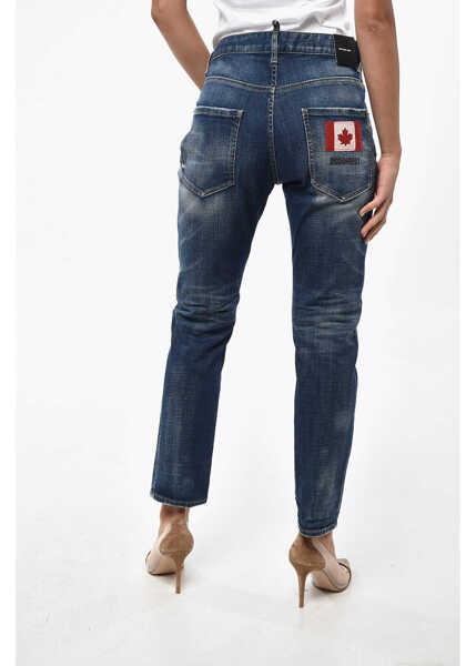 Blugi drepti DSQUARED2 Straight Leg Cool Girl Jeans With Logoed Buttons 16Cm Blue Femei (BM 19238090) 3