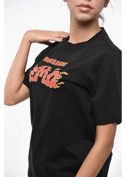 Tricouri DSQUARED2 Printed Easy Fit Cotton Crew-Neck T-Shirt Black Femei (BM 19238093) 2