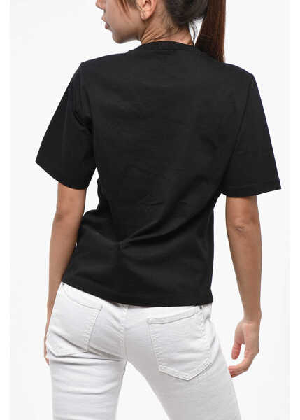 Tricouri DSQUARED2 Printed Easy Fit Cotton Crew-Neck T-Shirt Black Femei (BM 19238093) 3