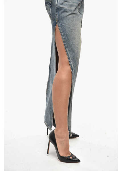 Fuste casual R13 Denim Devon Pencil Skirt With Maxi Side Split Blue Femei (BM 19238096) 2