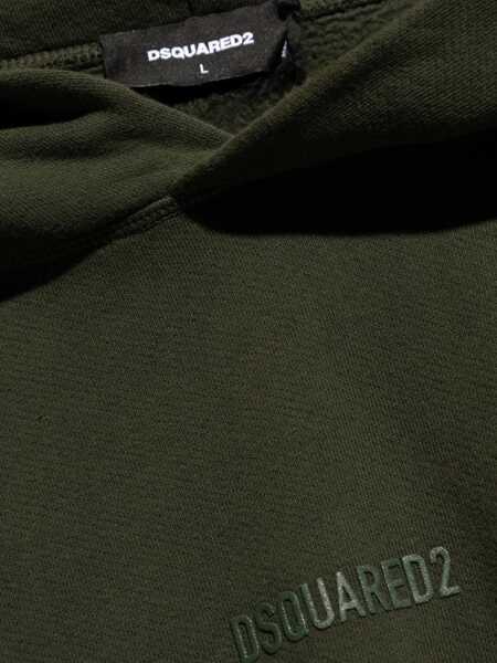 Bluze de trening DSQUARED2 Solid Color Nyc Fit Hoodie With Embossed Logo Green Barbati (BM 19238105) 5