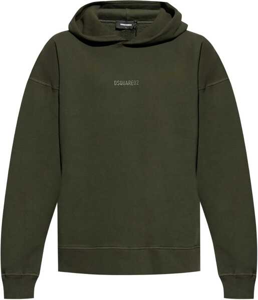 Bluze de trening DSQUARED2 Solid Color Nyc Fit Hoodie With Embossed Logo Green Barbati (BM 19238105) 1