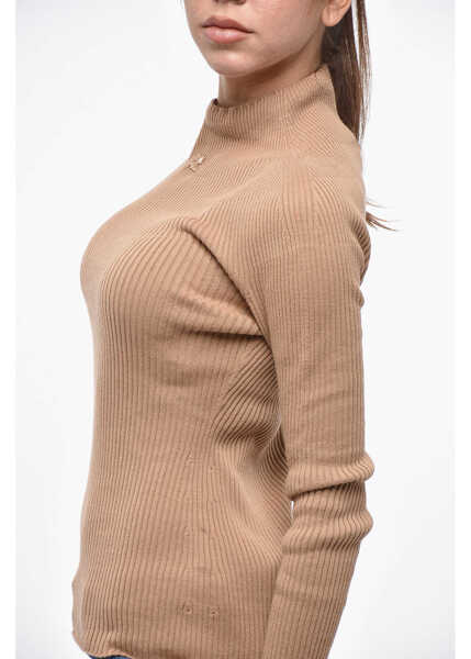 Pulovere COURRGES Ribbed Turtleneck Sweater With Monogram Brown Femei (BM 19238108) 2