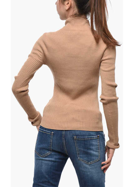 Pulovere COURRGES Ribbed Turtleneck Sweater With Monogram Brown Femei (BM 19238108) 3