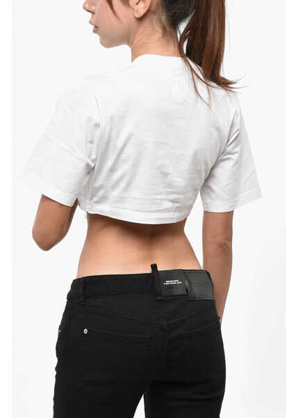 Tricouri DSQUARED2 Logo Printed Cropped Fit Crew-Neck T-Shirt White Femei (BM 19238117) 3