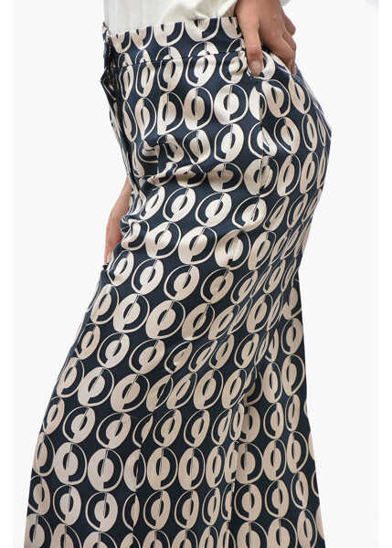 Pantaloni casual Max Mara S Geometric Patterned Timeb Silk Pants Blue Femei (BM 19238123) 2