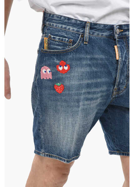 Pantaloni scurti DSQUARED2 Pac-Man Denim Shorts Marine With Embroidery Blue Barbati (BM 19238132) 3