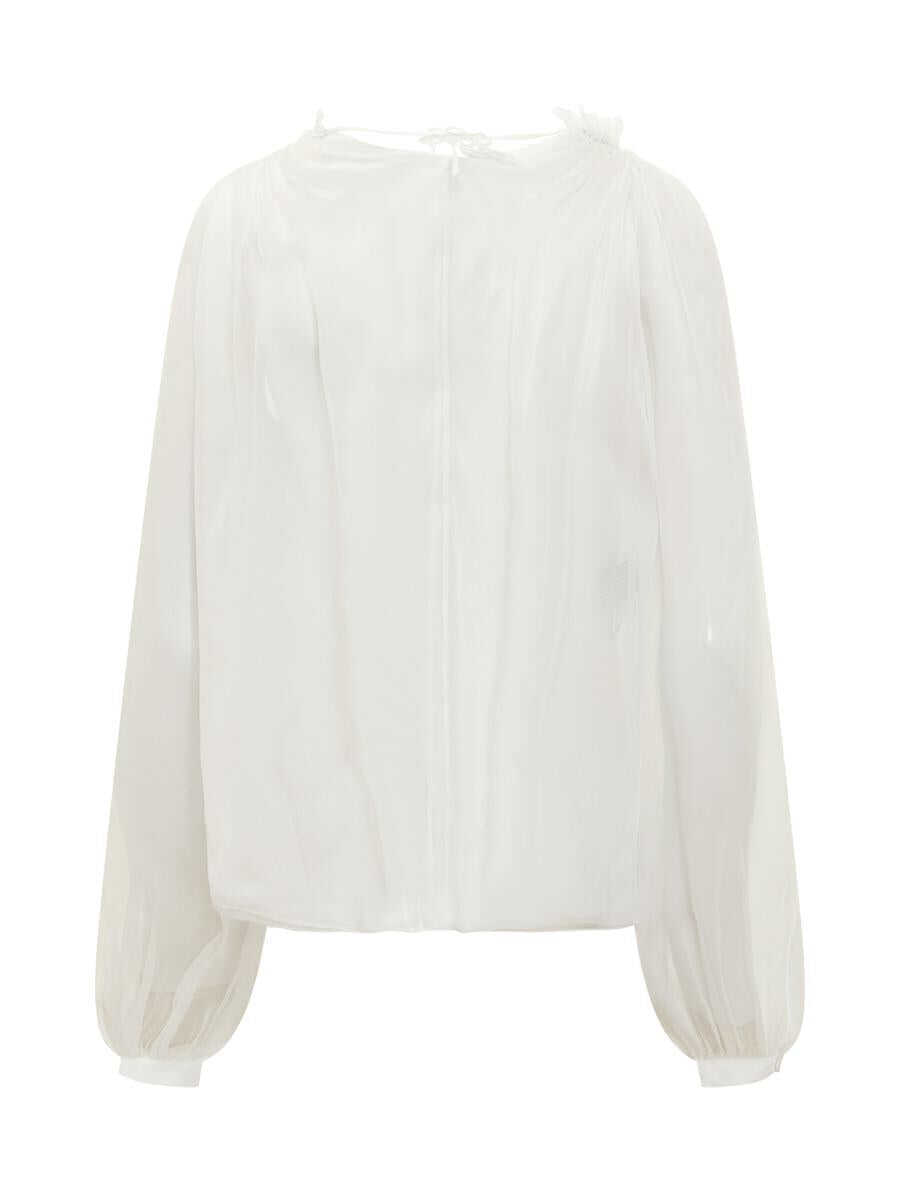 Bluze Alberta Ferretti Alberta Ferretti Alberta Ferretti White Chiffon Blouse With Flower WHITE Femei (BM 19238259) 2