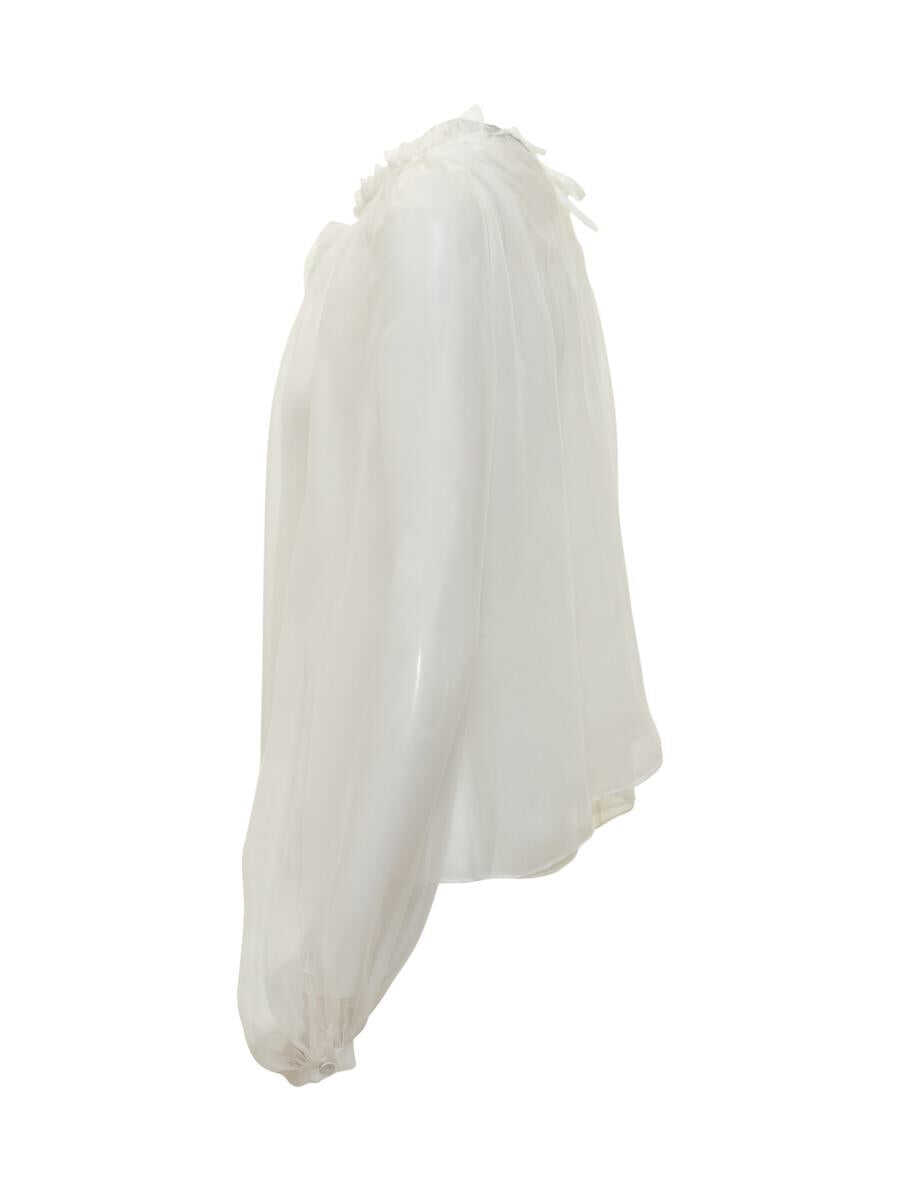 Bluze Alberta Ferretti Alberta Ferretti Alberta Ferretti White Chiffon Blouse With Flower WHITE Femei (BM 19238259) 3