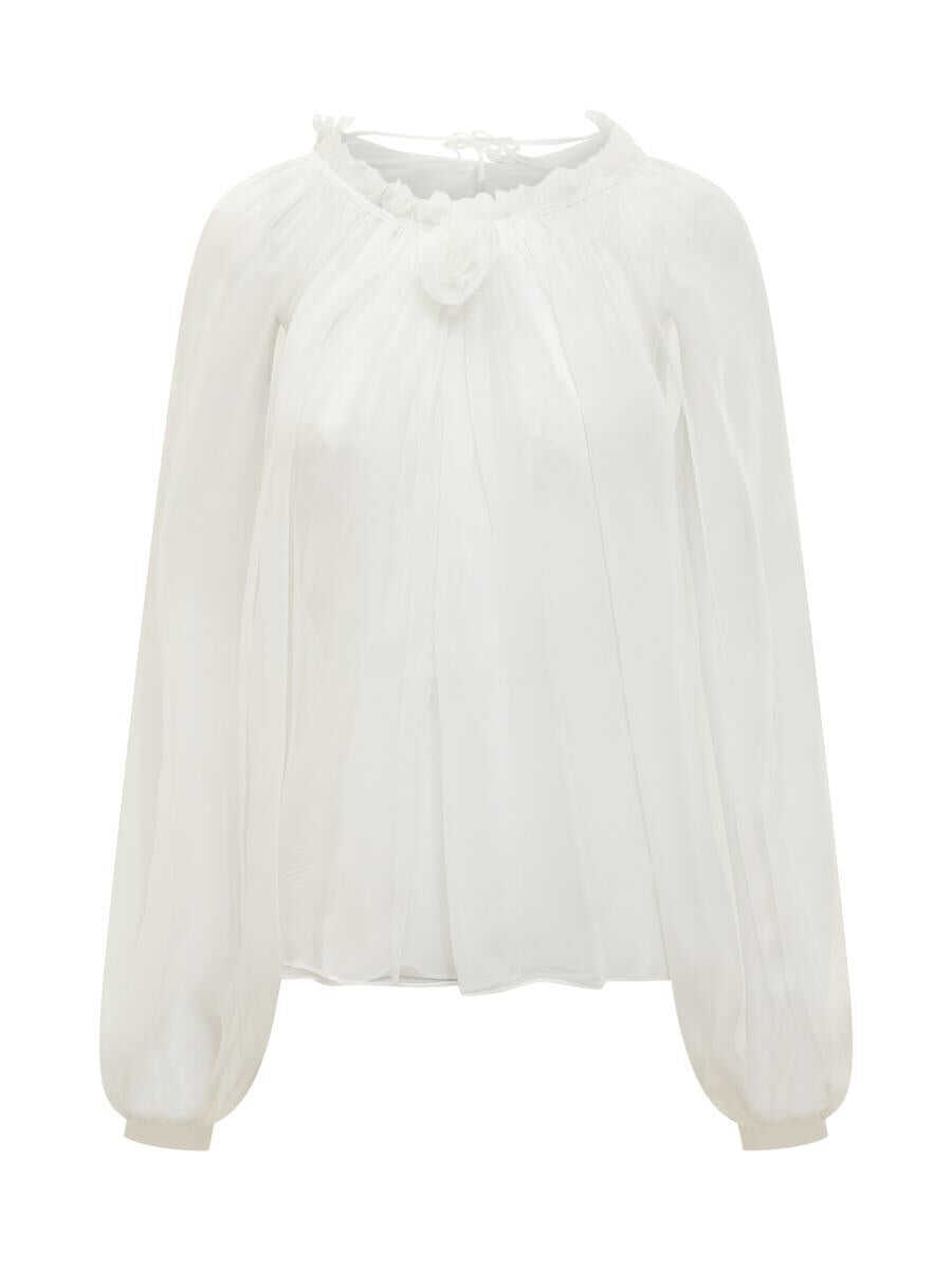 Bluze Alberta Ferretti Alberta Ferretti Alberta Ferretti White Chiffon Blouse With Flower WHITE Femei (BM 19238259) 1