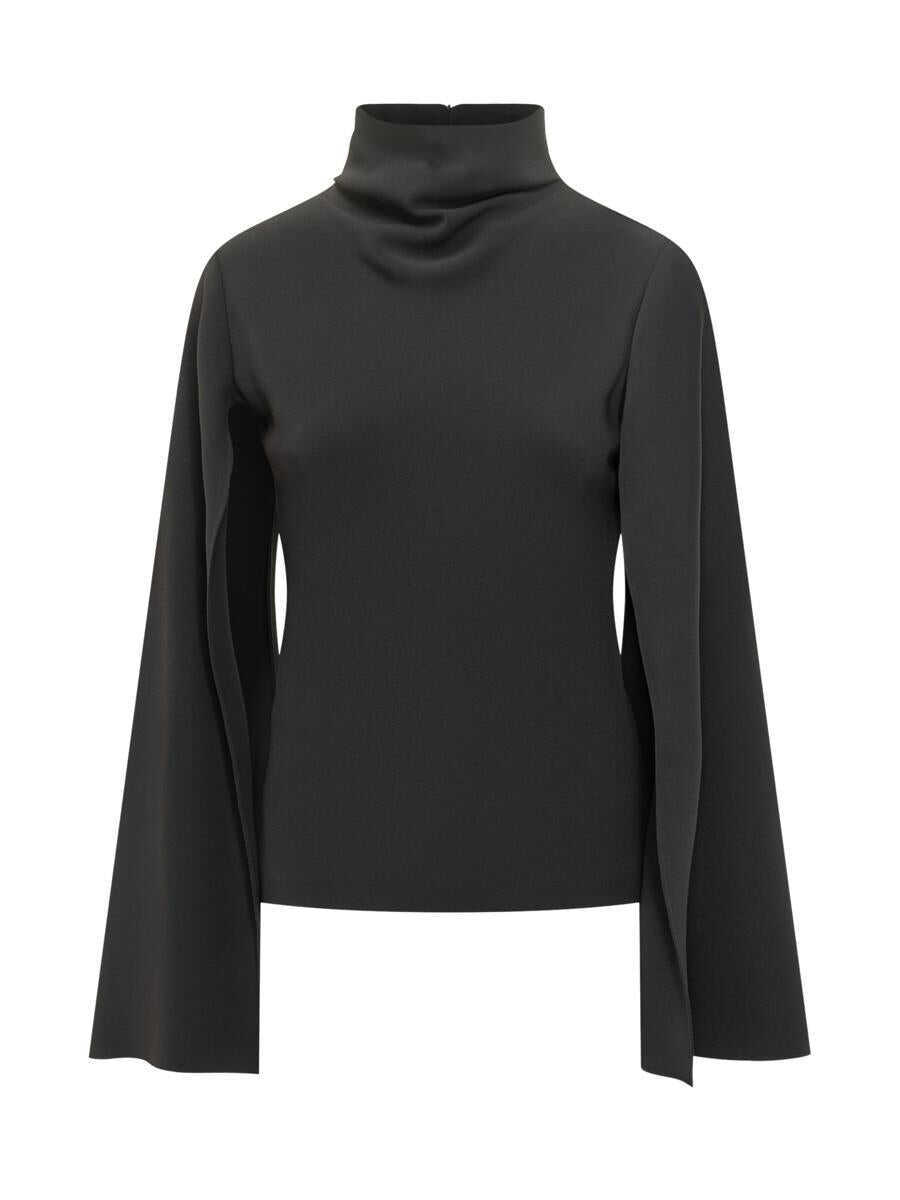 Bluze Alberta Ferretti Alberta Ferretti Alberta Ferretti Black High Neck Blouse With Wide Sleeves Black Femei (BM 19238277) 1