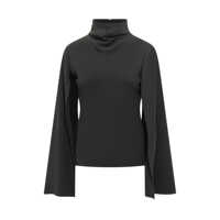 Bluze Alberta Ferretti Alberta Ferretti Black High Neck Blouse With Wide Sleeves Femei
