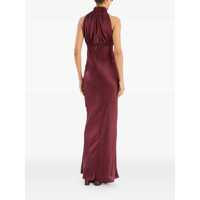 Imbracaminte ROTATE Birger Christensen Dama - Rochii ROTATE Birger Christensen Bordeaux Off-Shoulder Long Dress With Ruched Front In Silk Woman Red Femei (BM 19238589) - B-mall.ro