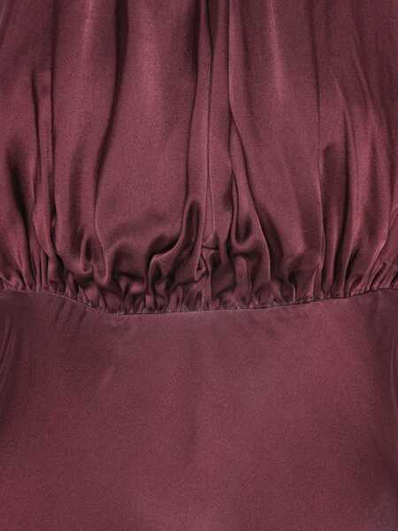 Rochii ROTATE Birger Christensen Bordeaux Off-Shoulder Long Dress With Ruched Front In Silk Woman Red Femei (BM 19238589) 5