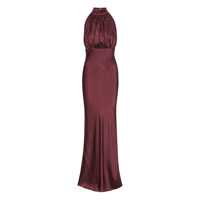 Rochii Bordeaux Off-Shoulder Long Dress With Ruched Front In Silk Woman Femei