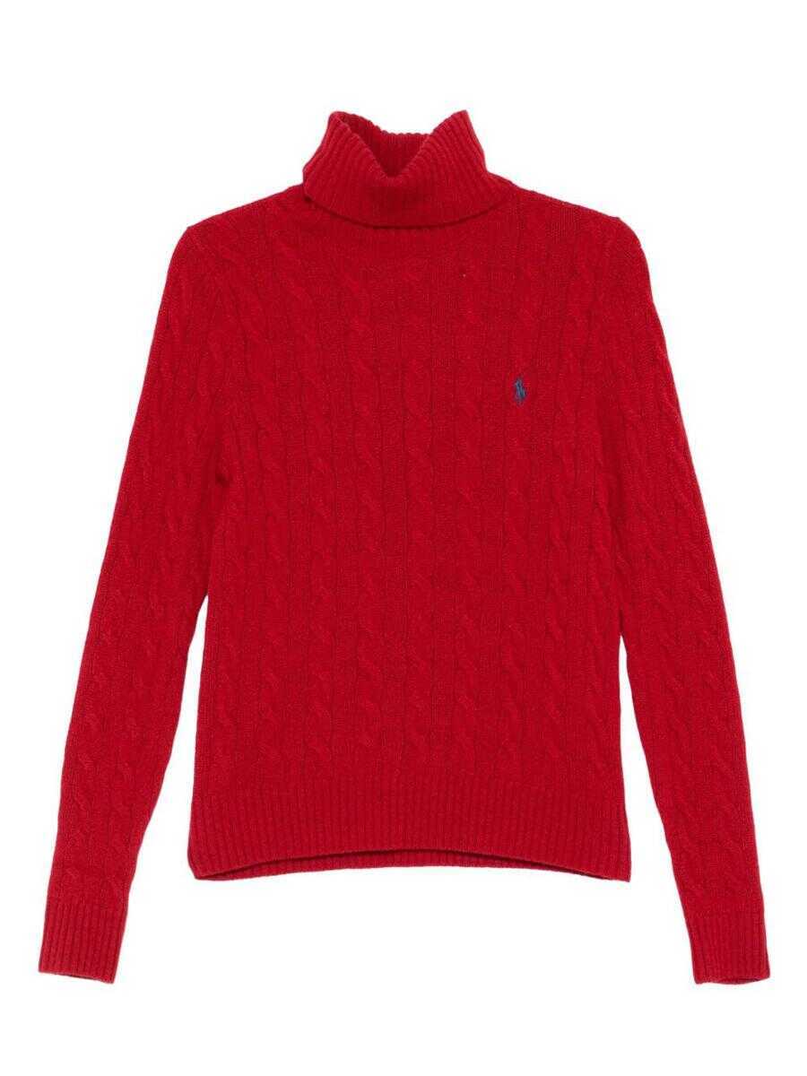 Tricouri Polo Ralph Lauren Polo Ralph Lauren Cable-Knit Turtleneck Sweater In Red Wool And Cashmere RED Femei (BM 19238943) 1