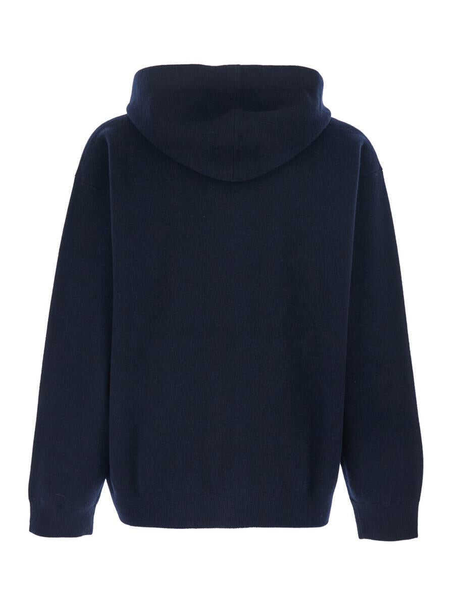 Topuri Roberto Collina Blue Sweatshirt With Drawstring Hood And Dropped Shoulders In Wool Man BLUE Barbati (BM 19240032) 2
