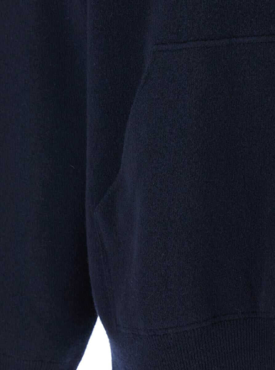 Topuri Roberto Collina Blue Sweatshirt With Drawstring Hood And Dropped Shoulders In Wool Man BLUE Barbati (BM 19240032) 3