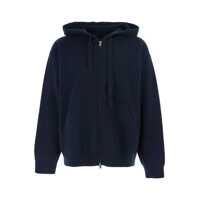 Topuri Blue Sweatshirt With Drawstring Hood And Dropped Shoulders In Wool Man Barbati