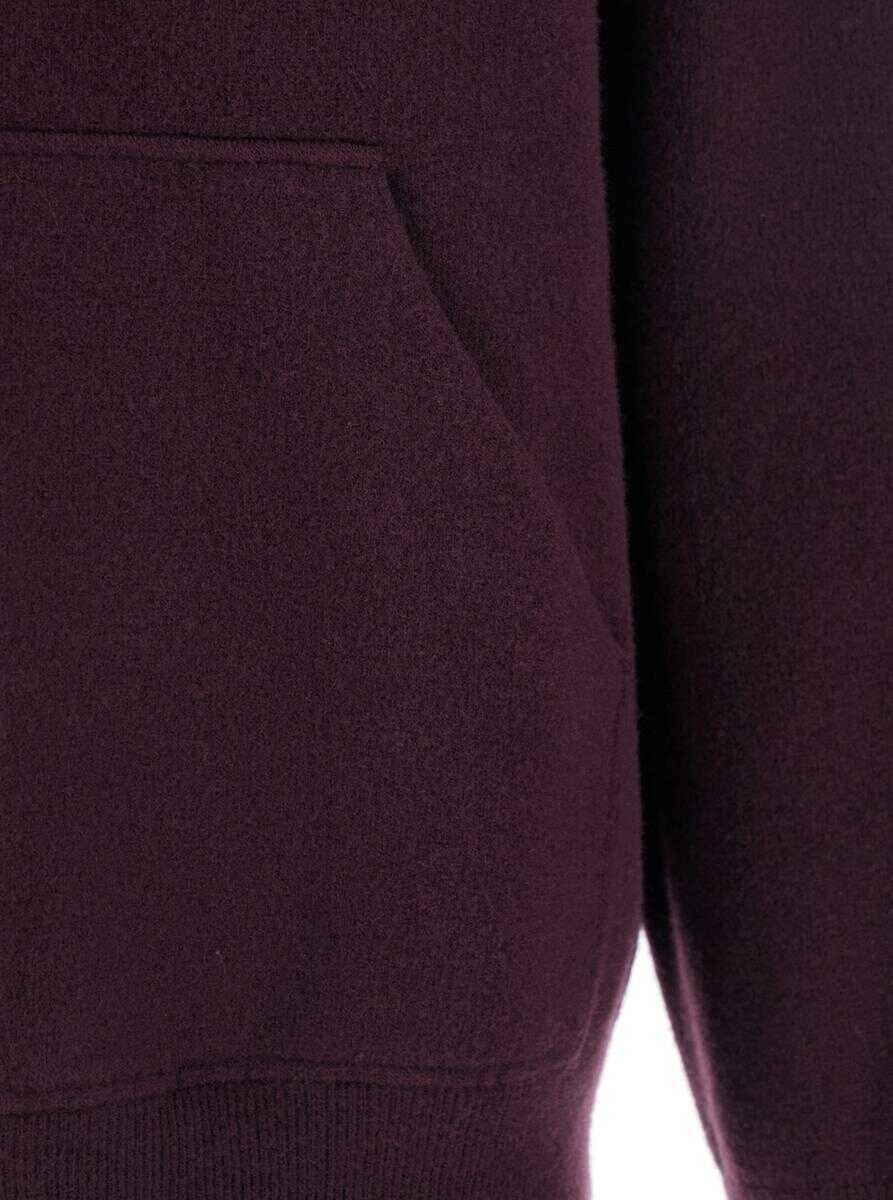 Topuri Roberto Collina Bordeaux Sweatshirt With Drawstring Hood And Dropped Shoulders In Wool Man Red Barbati (BM 19240041) 3