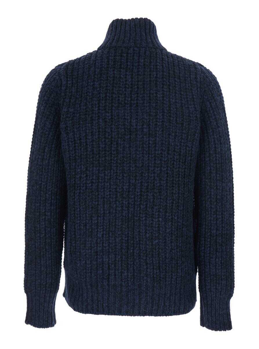 Geci Roberto Collina Blue Jacket With High Neck And Front Zip Closure In Wool And Cashmere Blend Man BLUE Barbati (BM 19240047) 2