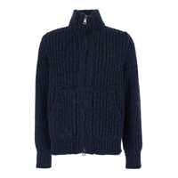 Geci Blue Jacket With High Neck And Front Zip Closure In Wool And Cashmere Blend Man Barbati