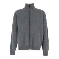 Topuri Grey Sweatshirt With Dropped Shoulders And Front Zip Closure In Wool Man Barbati