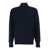 Roberto Collina Blue Ribbed Knit Sweater With High Neck And Half Zip Closure In Wool Man BLUE