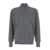 Roberto Collina Grey Ribbed Knit Sweater With High Neck And Half Zip Closure In Wool Man GREY