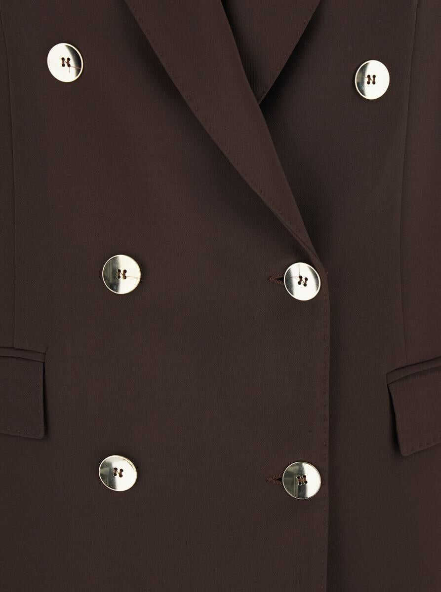 Sacouri PLAIN Brown Double-Breasted Jacket With Peak Revers In Wool Blend Woman BROWN Femei (BM 19240413) 3