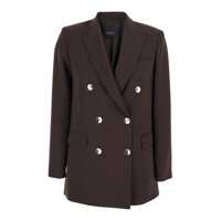 Sacouri Brown Double-Breasted Jacket With Peak Revers In Wool Blend Woman Femei