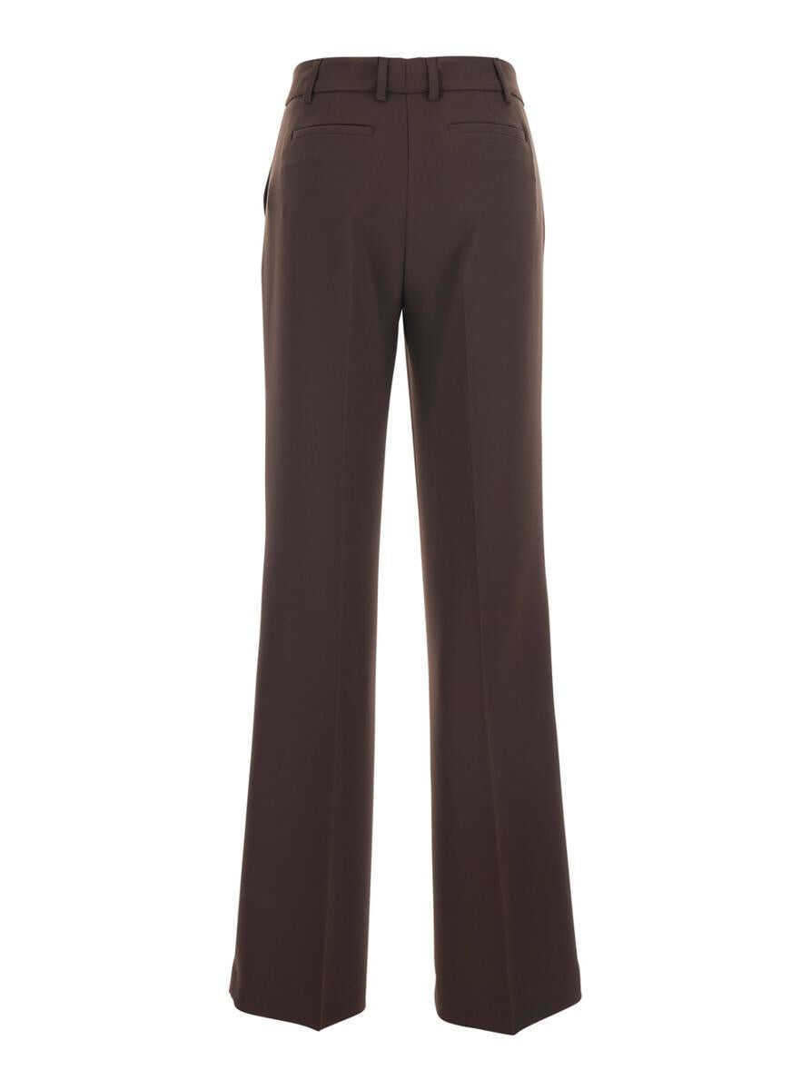 Pantaloni casual PLAIN Brown Pants With Belt Loops In Fabric Woman BROWN Femei (BM 19240419) 2
