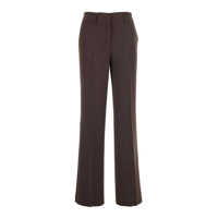 Pantaloni casual PLAIN Brown Pants With Belt Loops In Fabric Woman