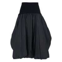 Fuste SIMKHAI Black Midi Skirt With Elastic Waist And Draped Design In Viscose Woman