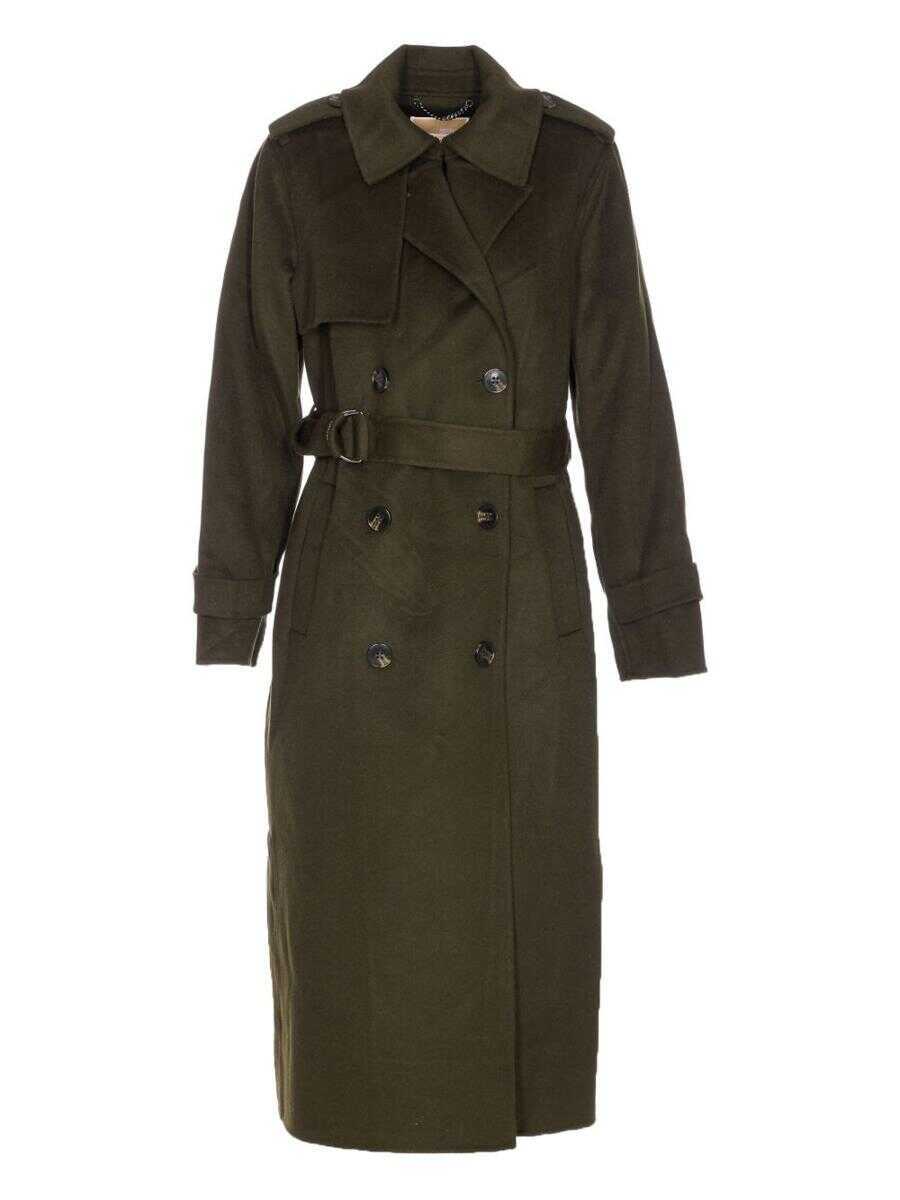 Paltoane Michael Kors Michael Kors Brown Long Coat In Wool With Belt GREEN Femei (BM 19241004) 1