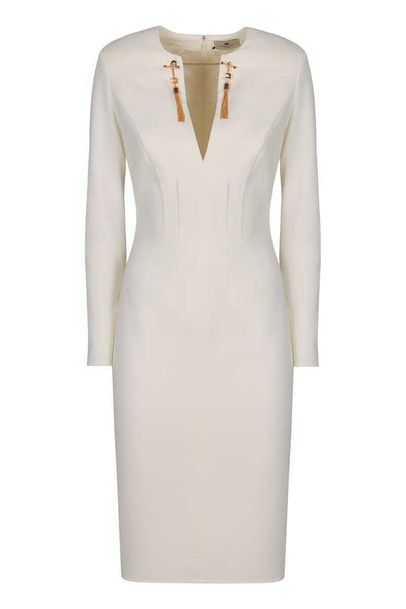 Rochii Elisabetta Franchi Elisabetta Franchi I Live In Lightweight Crpe With A Chain Jewelry. WHITE Femei (BM 19242006) 1