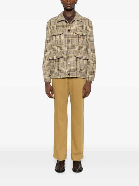 Paltoane AMARANTO Amarnto Check Print Coat With Flap Pockets Beige Barbati (BM 19242171) 2