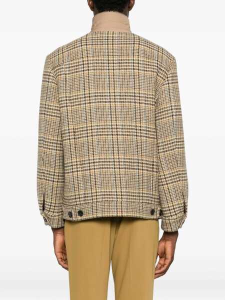 Paltoane AMARANTO Amarnto Check Print Coat With Flap Pockets Beige Barbati (BM 19242171) 4