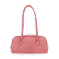 Genti de umar 'Boston' Pink Shoulder Bag With Embossed Logo Lettering On The Front In Suede Woman Femei
