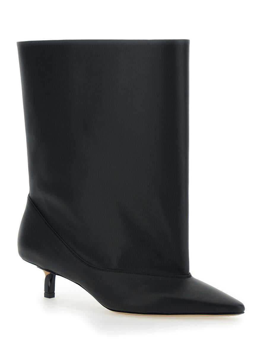 Bocanci JACQUEMUS Les Bottes Tourni Black Ankle Boots With Pointed Toe And Low Stiletto Heel In Leather Woman Black Femei (BM 19242951) 2