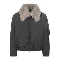 Bomber jacket AMI Paris Ami Alexandre Mattiussi Bomber Jacket With Grey Shearling Collar Barbati